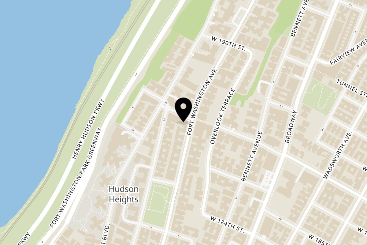 Map showing the location of Refried Beans on 591 Fort Washington Ave in New York